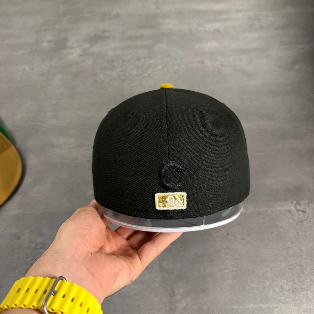 New Era Chicago Cubs‎ Hat 7 Black Metallic Gold Alternate 59Fifty Fitted Cap